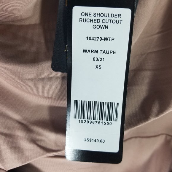 Bebe Warm Taupe Dress One Shoulder Sleeve Ruched Cocktail - XXS XS XL - NWT $149 - Picture 3 of 8